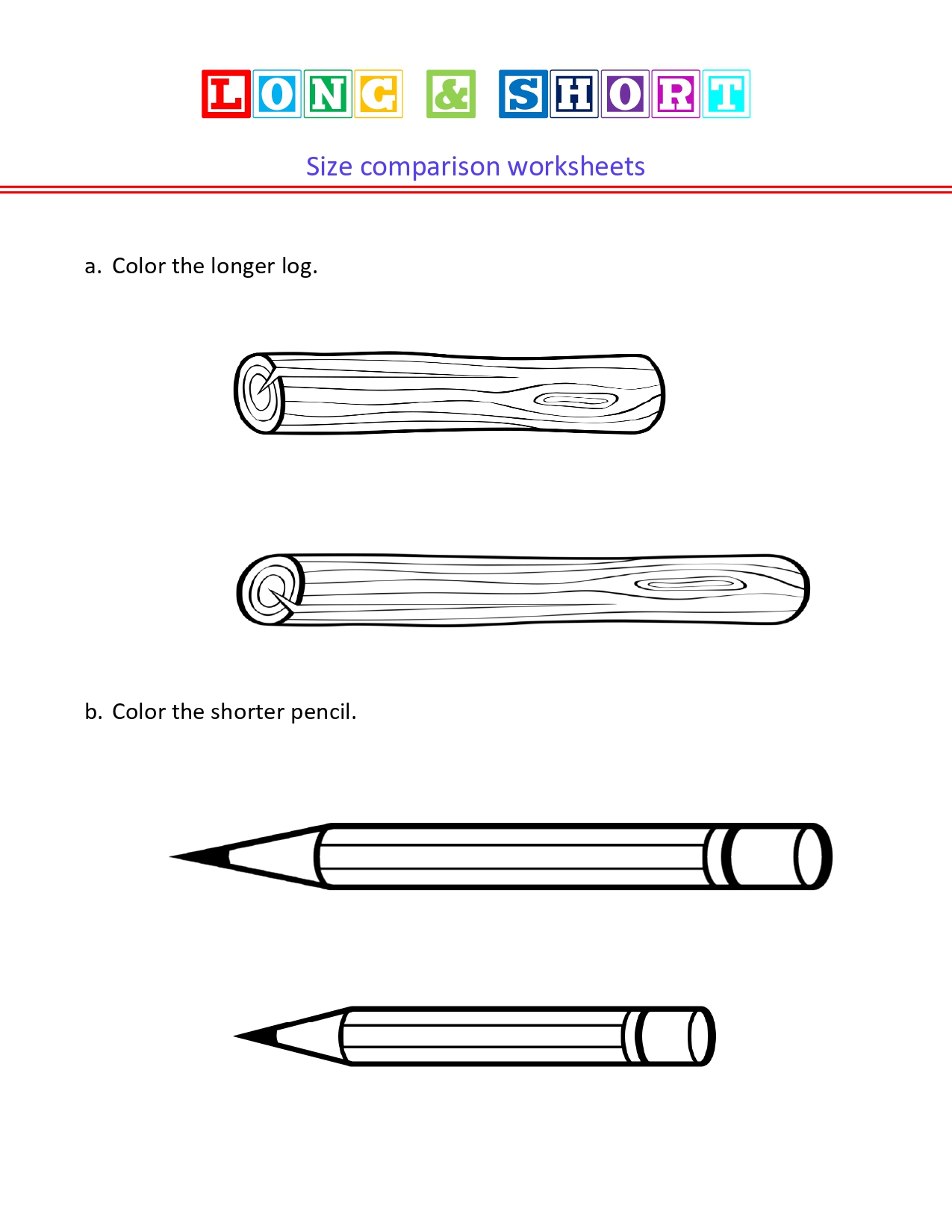 Color the longer or shorter worksheet-1