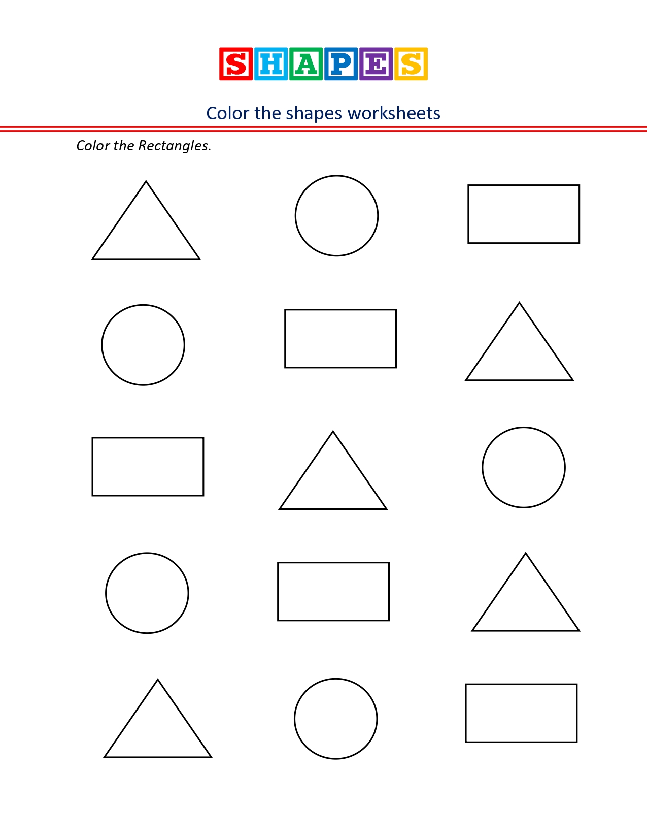 Colour the shape-rectangle