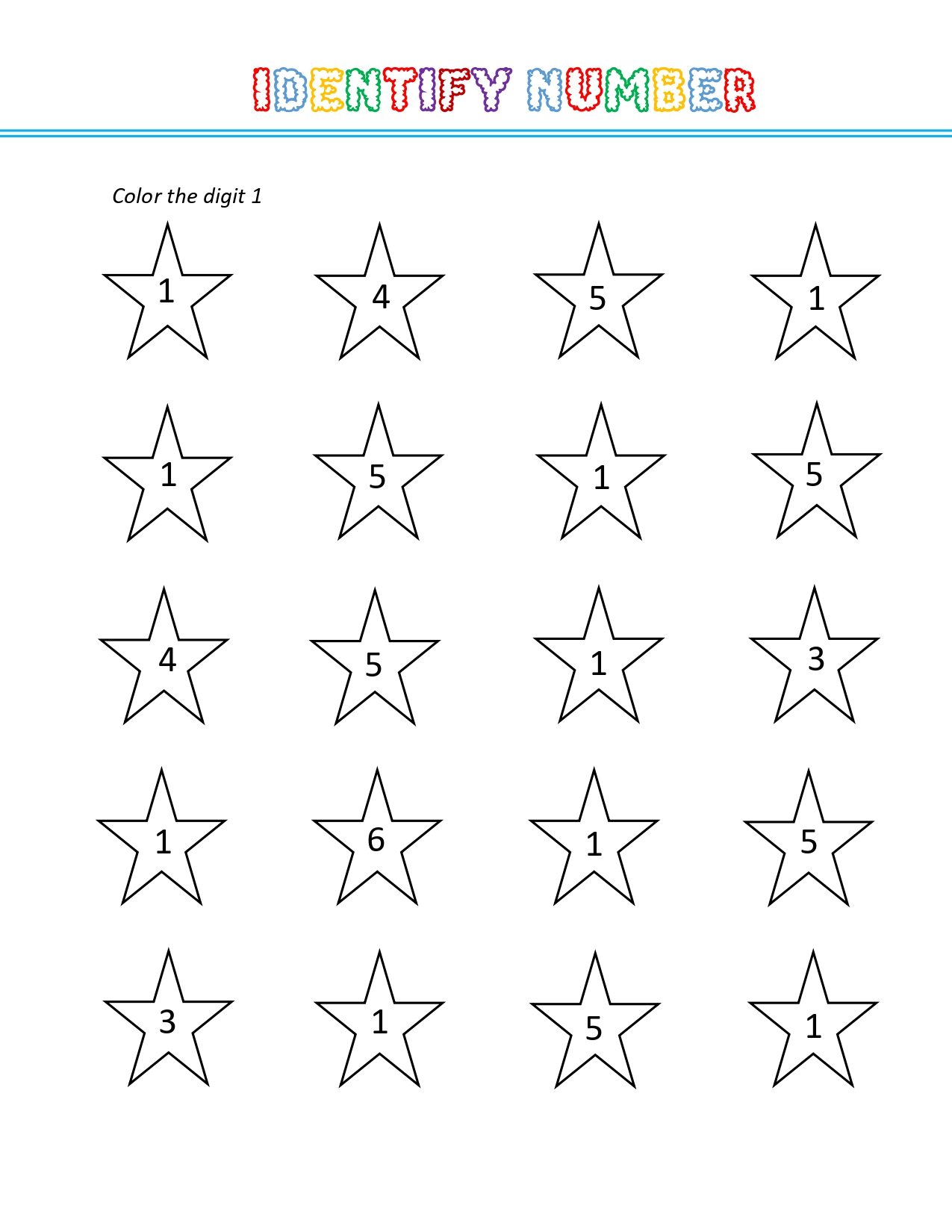 colour the number - star-1